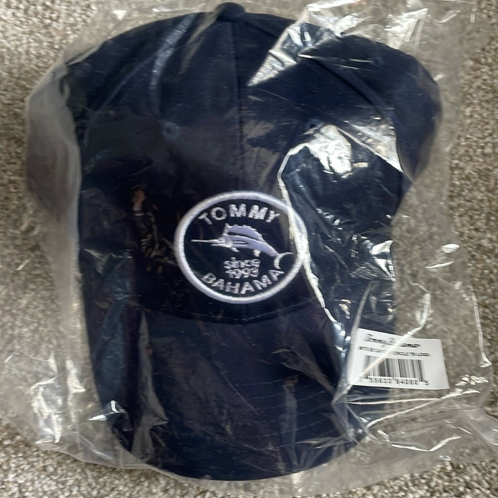 Tommy Bahama Trucker Hat Baseball Hat Strapback Navy Blue Adjustable New Circle